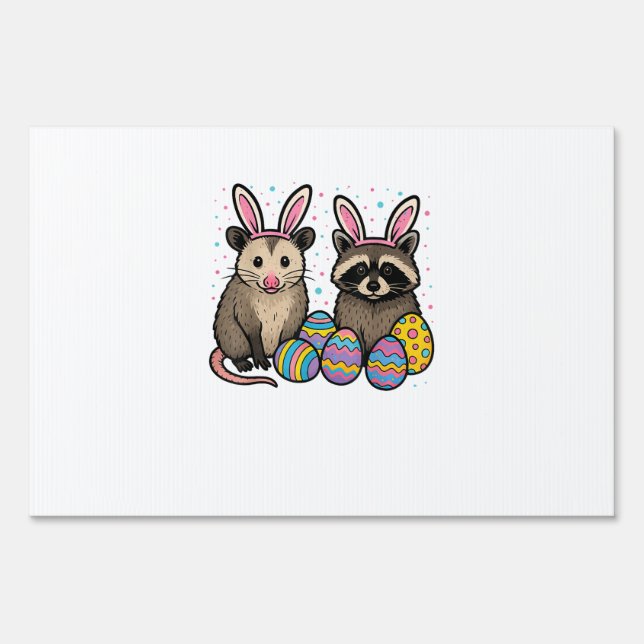 Raccoon Opossum Easter T-Shirt_1 Sign (Front)