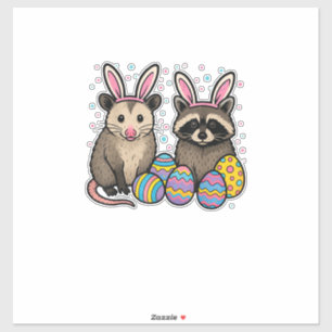 Raccoon Opossum Easter T-Shirt_1 Sticker