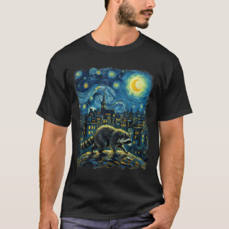 Raccoon Paint The Stars Night Sky Artist Art T-Shirt