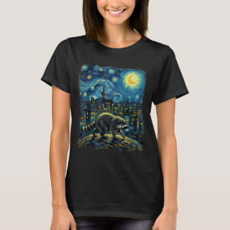 Raccoon Paint The Stars Night Sky Artist Art T-Shirt