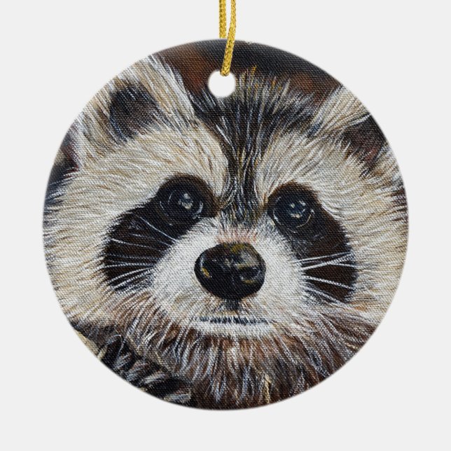 Raccoon Painting Ceramic Ornament (Front)