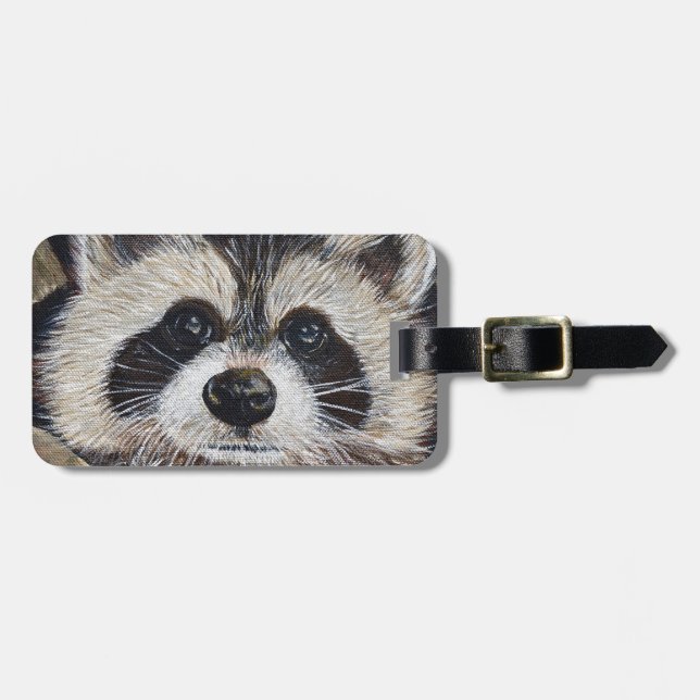 Raccoon Painting Luggage Tag (Front Horizontal)