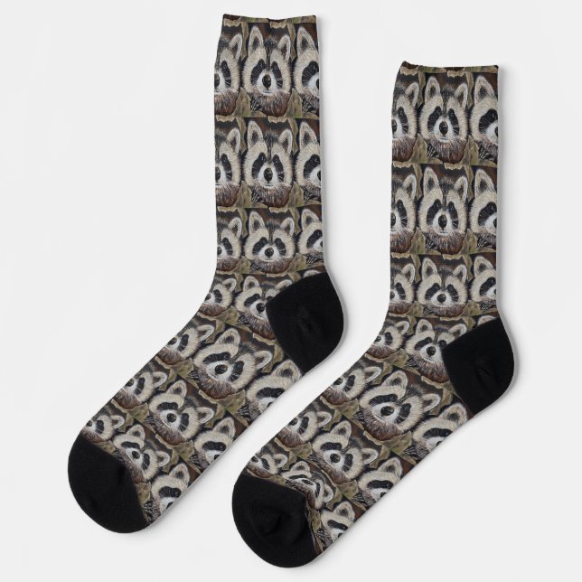 Raccoon Painting Socks (Left)