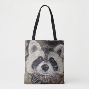 Raccoon Painting Tote Bag