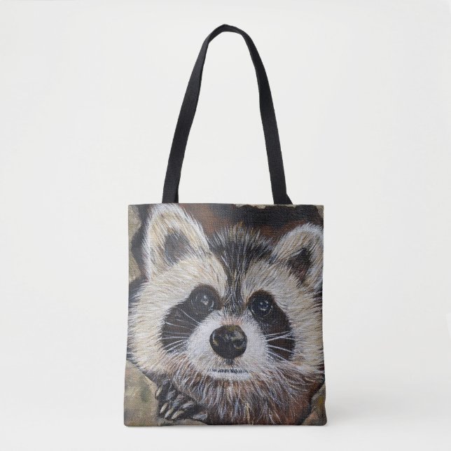 Raccoon Painting Tote Bag