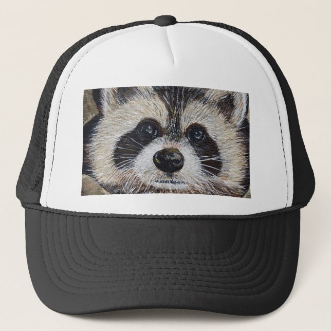 Raccoon Painting Trucker Hat (Front)