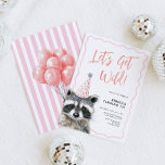 Raccoon Party Hat Let's Get Wild Birthday Invitation<br><div class="desc">Get ready to party like a raccoon in a dumpster with this hilarious Woodland Birthday Invitation! Featuring a mischievous raccoon rocking a party hat, this invite is perfect for adults or kids. The rustic woodland vibe and pink details give it just the right mix of quirky and classy, making it...</div>
