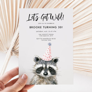 Raccoon Party Hat Woodland Birthday Invitation