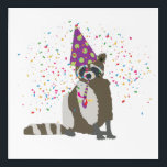 Raccoon Partying - Animals Having a Party Acrylic Print<br><div class="desc">A cute illustration of a raccoon partying and having fun! Raccoon wearing a party hat and blowing party horn with confetti raining down on it. Let the celebrations begin! Perfect for anyone who loves funny animal illustrations. Ideal for a birthday gift, nursery decor, kids room art, home decor, Christmas present...</div>