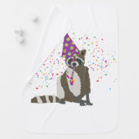 Raccoon Partying - Animals Having a Party Baby Blanket