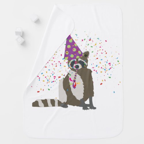 Raccoon Partying _ Animals Having a Party Baby Blanket