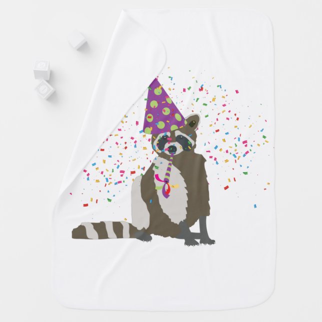 Raccoon Partying - Animals Having a Party Baby Blanket (In Situ)