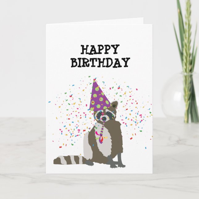 Raccoon Partying - Animals Having a Party Card (Front)