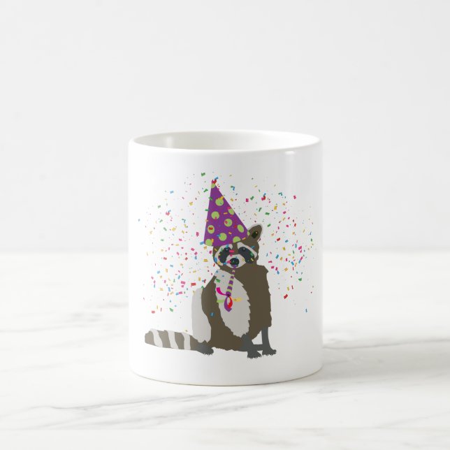 Raccoon Partying - Animals Having a Party Coffee Mug (Center)