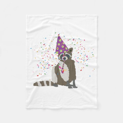 Raccoon Partying _ Animals Having a Party Fleece Blanket