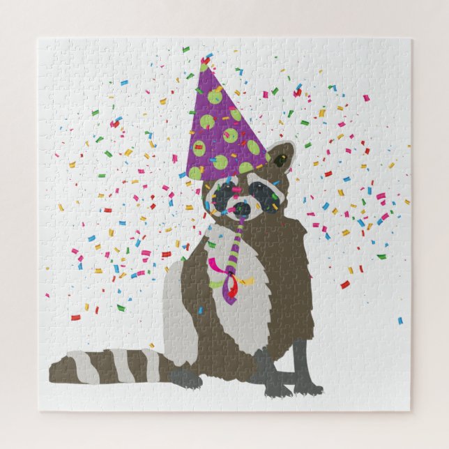 Raccoon Partying - Animals Having a Party Jigsaw Puzzle (Vertical)
