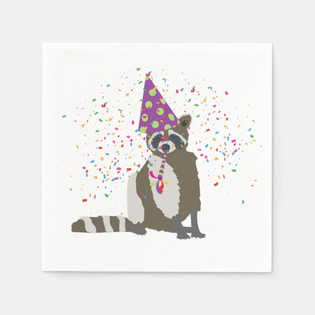 Raccoon Partying - Animals Having a Party Napkins (Front)