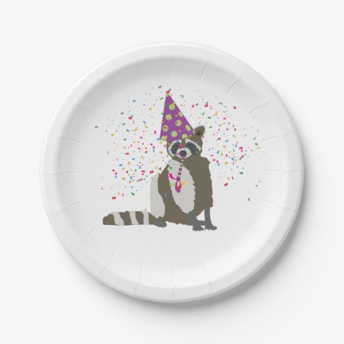 Raccoon Partying _ Animals Having a Party Paper Plates