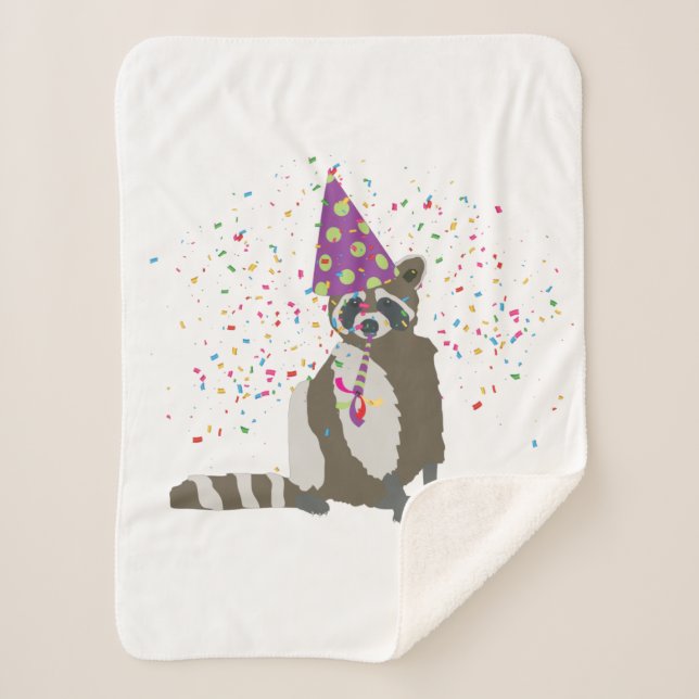 Raccoon Partying - Animals Having a Party Sherpa Blanket (Front)