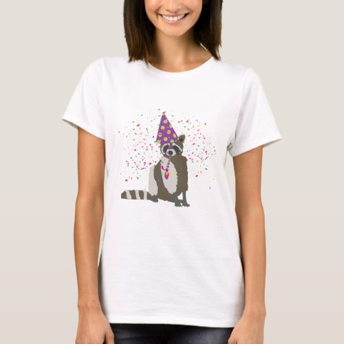 Raccoon Partying _ Animals Having a Party T_Shirt