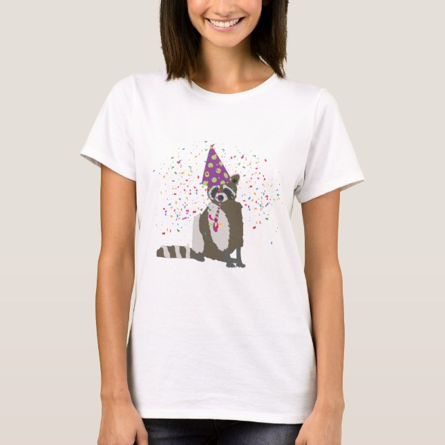 Raccoon Partying - Animals Having a Party T-Shirt (Front)