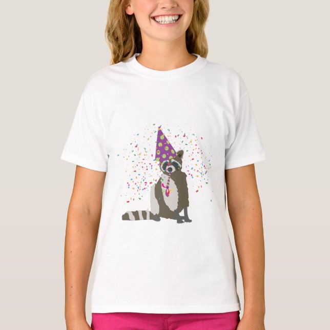 Raccoon Partying - Animals Having a Party T-Shirt (Front)
