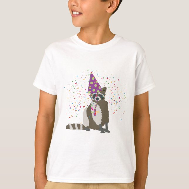 Raccoon Partying - Animals Having a Party T-Shirt (Front)