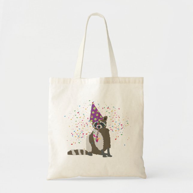 Raccoon Partying - Animals Having a Party Tote Bag (Front)