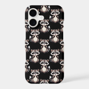 Raccoon Pattern Design Black iPhone 17 Case