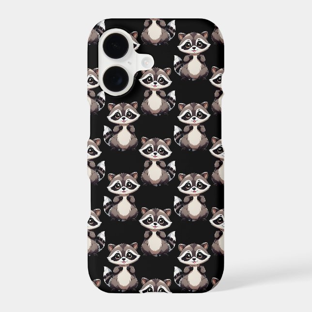 Raccoon Pattern Design Black  Case-Mate iPhone Case (Back)