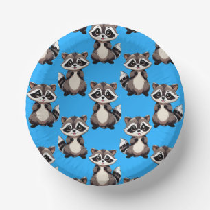 Raccoon Pattern Design Blue  Paper Bowls