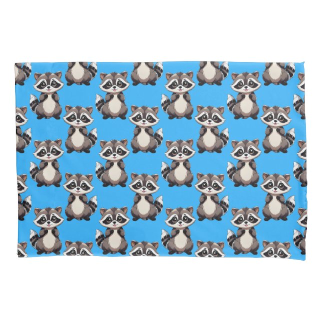 Raccoon Pattern Design Blue  Pillow Case (Front)