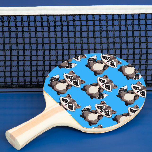 Raccoon Pattern Design Blue  Ping Pong Paddle (Insitu)