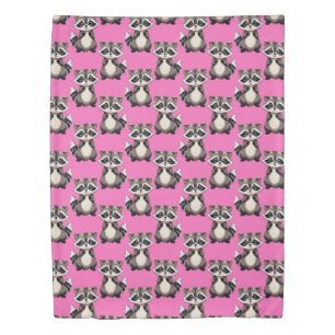 Raccoon Pattern Design Pink  Duvet Cover