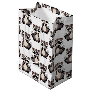 Raccoon Pattern Design White Medium Gift Bag
