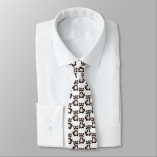 Raccoon Pattern Design White Neck Tie