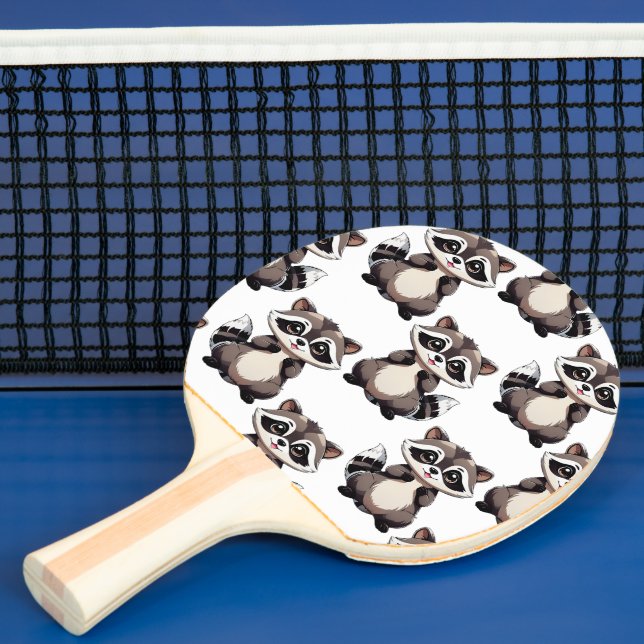 Raccoon Pattern Design White  Ping Pong Paddle (Insitu)