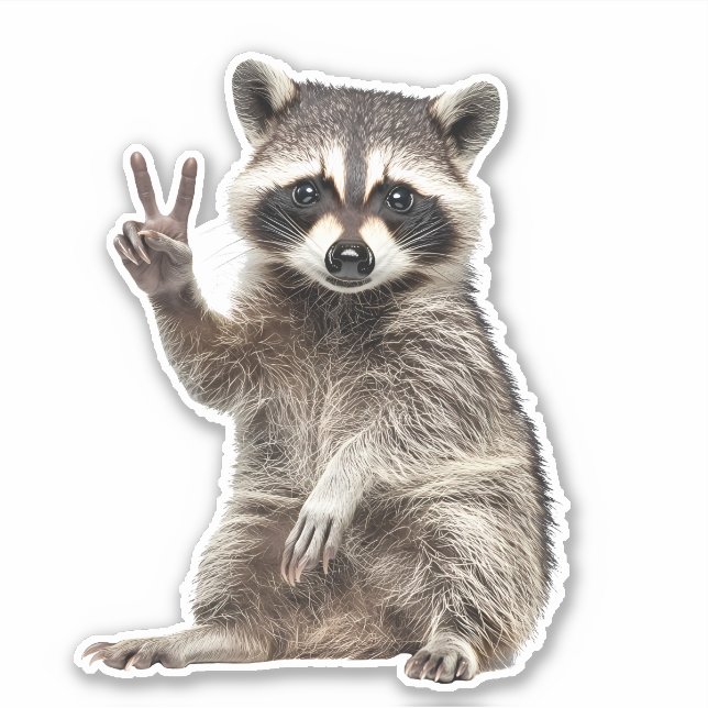 Raccoon Peace Sign Sticker (Front)
