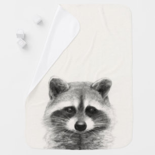 Raccoon Pencil Drawing Baby Blanket
