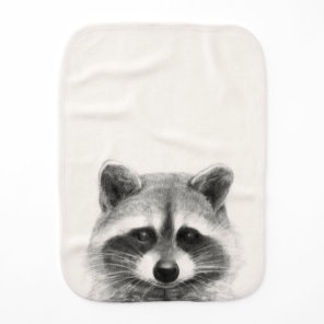 Raccoon Pencil Drawing Baby Burp Cloth