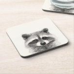 Raccoon Pencil Drawing Beverage Coaster<br><div class="desc">Raccoon Pencil Drawing by Victoria Borges</div>
