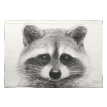 Raccoon Pencil Drawing Cloth Placemat by worldartgroup at Zazzle