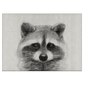 Raccoon Pencil Drawing Cutting Board by worldartgroup at Zazzle