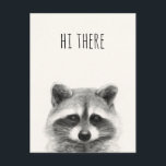 Raccoon Pencil Drawing - Hi There Postcard<br><div class="desc">Raccoon Pencil Drawing by Victoria Borges</div>