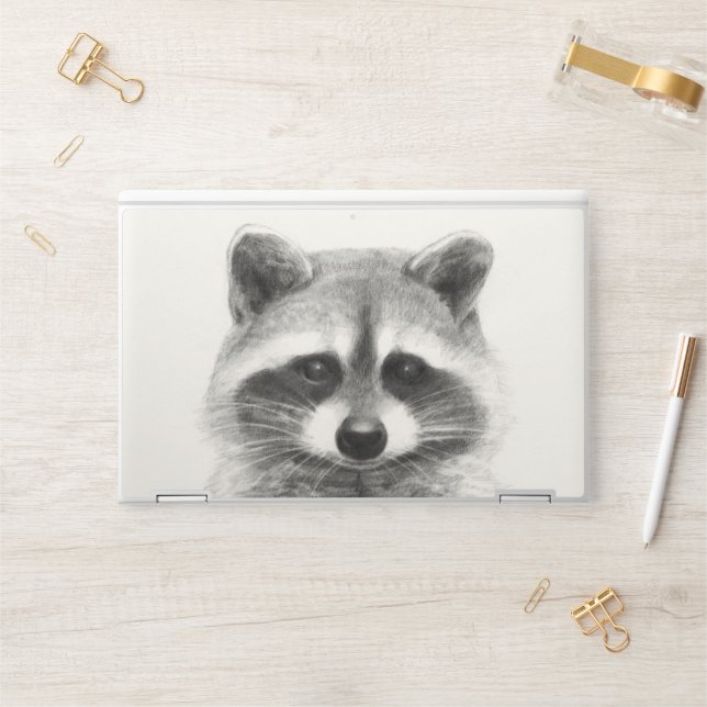 Raccoon Pencil Drawing HP Laptop Skin (Desk)