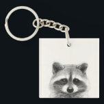 Raccoon Pencil Drawing Keychain<br><div class="desc">Raccoon Pencil Drawing by Victoria Borges</div>