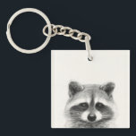 Raccoon Pencil Drawing Keychain<br><div class="desc">Raccoon Pencil Drawing by Victoria Borges</div>