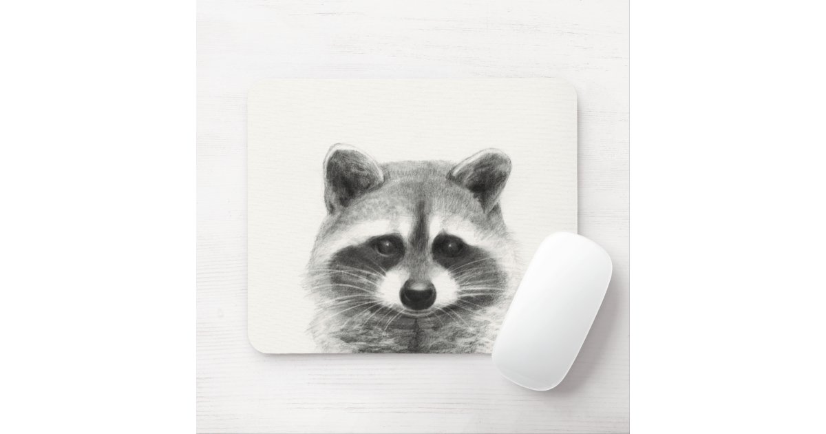 Raccoon Pencil Drawing Mouse Pad | Zazzle