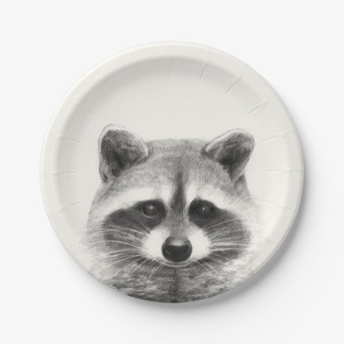 Raccoon Pencil Drawing Paper Plates