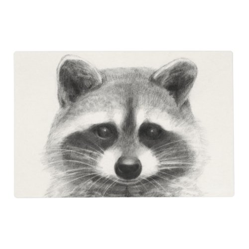 Raccoon Pencil Drawing Placemat